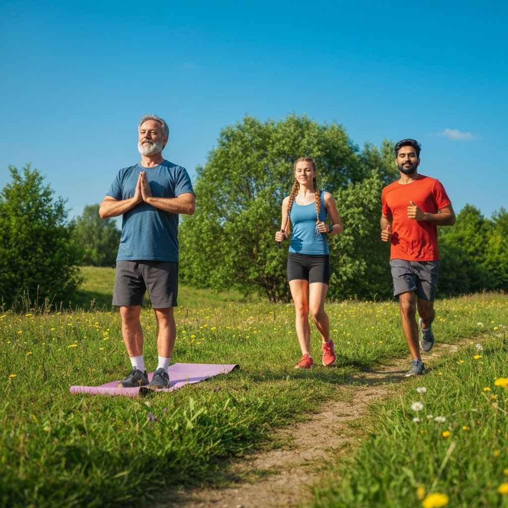 Active people engaged in outdoor activities representing joint health and mobility